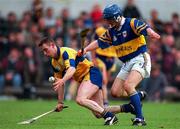 10 May 1997; Colin Lynch of Clare in action against Colm Bonner of Tipperary during the National Hurling League Division 1 match between Clare and Tipperary at Cusack Park in Ennis. Photo by Ray McManus/Sportsfile