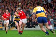 4 June 1995; Ger Manley of Cork shoots to score his side's first goal during the Munster Senior Hurling Championship Semi-Final between Clare and Cork at the Gaelic Grounds in Limerick. Photo by Brendan Moran/Sportsfile