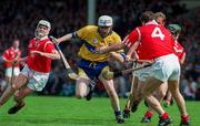 4 June 1995; Ger O'Loughlin of Clare breaks through the Cork defence during the Munster Senior Hurling Championship Semi-Final between Clare and Cork at the Gaelic Grounds in Limerick. Photo by Brendan Moran/Sportsfile