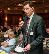 6 April 1996; Dublin County Board official John Costello speaking during the GAA Annual Congress 1996 at London in England. Photo by Ray McManus/Sportsfile