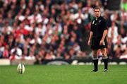 9 October 1999; Andrew Mehrtens of New Zealand during the Rugby World Cup Pool B match between England and New Zealand at Twickenham Stadium in London, England. Photo by Brendan Moran/Sportsfile
