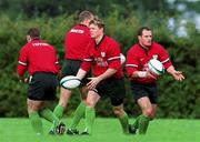 28 September 1999; Players, from left, James Topping, Matt Mostyn, Brian O'Driscoll and Ross Nesdale during an Ireland Rubgy training session at King's Hospital in Palmerstown, Dublin. Photo by Matt Browne/Sportsfile