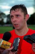 19 September 1999; Nigel Nestor speaks to media, at Dalgan Park in Navan, during a press night in advance of the Bank of Ireland All-Ireland Senior Football Championship Final. Photo by Damien Eagers/Sportsfile