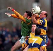 31 October 1999; Danny O'Sullivan of Clare in action against Nigel Crawford of Meath during the Church & General National Football League Division 1B match between Meath and Clare at Páirc Tailteann in Navan, Meath. Photo by Ray McManus/Sportsfile