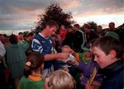 19 September 1999; Darren Fay signs autographs for supporters, at Dalgan Park in Navan, during a press night in advance of the Bank of Ireland All-Ireland Senior Football Championship Final. Photo by Damien Eagers/Sportsfile