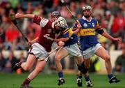 12 September 1999; David Forde of Galway in action against Martin Maher of Tipperary during the All-Ireland Minor Hurling Championship Final between Galway and Tipperary at Croke Park in Dublin. Photo by Ray McManus/Sportsfile