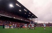 24 October 1999; A general view of Lansdowne Road as players of France and Argentina contest a lineout during the Rugby World Cup Quarter-Final match between France and Argentina at Lansdowne Road in Dublin. Photo by Brendan Moran/Sportsfile