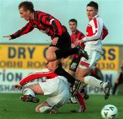 31 October 1999; Garreth O'Connor of Bohemians in action against Ian Lynch of Sligo Rovers during the Eircom League Premier Division match between Bohemians and Sligo Rovers at Dalymount Park in Dublin. Photo by David Maher/Sportsfile