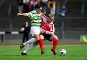 26 September 1999; Shane Jackson of Shamrock Rovers in action against Glenn Shannon of Sligo Rovers during the Eircom League Premier Division match between Shamrock Rovers and Sligo Rovers at Morton Stadium in Santry, Dublin. Photo by Damien Eagers/Sportsfile