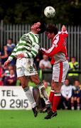 24 October 1999; Graham Lawlor of St Patrick's Athletic in action against Aaran Callaghan of Shamrock Rovers during the Eircom League Premier Division match between St Patrick's Athletic and Shamrock Rovers at Richmond Park in Inchicore, Dublin. Photo by David Maher/Sportsfile