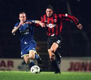 5 November 1999; Graham O'Hanlon of Bohemians in action against Alan Kirby of Waterford during the Eircom League Premier Division match between Bohemians and Waterford at Dalymount Park in Dublin. Photo by David Maher/Sportsfile