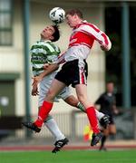 26 September 1999; Jason Colwell of Shamrock Rovers in action against Conor O'Grady of Sligo Rovers during the Eircom League Premier Division match between Shamrock Rovers and Sligo Rovers at Morton Stadium in Santry, Dublin. Photo by Damien Eagers/Sportsfile
