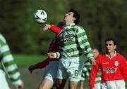 30 October 1999; Jason Colwell of Shamrock Rovers in action against Paul Doolin of Shelbourne during the Eircom League Premier Division match between Shamrock Rovers and Shelbourne at Morton Stadium in Santry, Dublin. Photo by Damien Eagers/Sportsfile