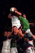 2 October 1999; Ireland's Jeremy Davidson in action against Luke Gross of USA during the Rugby World Cup Pool E match between Ireland and USA at Lansdowne Road in Dublin. Photo by Brendan Moran/Sportsfile