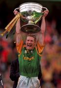 26 September 1999; Meath Captain Graham Geraghty lifts the Sam Maguire Cup following the Bank of Ireland All-Ireland Senior Football Championship Final match between Meath amd Cork at Croke Park in Dublin. Photo by Brendan Moran/Sportsfile