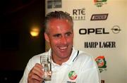 6 October 1999; Republic of Ireland manager Mick McCarthy during a press conference, at the AUL Grounds in Clonshaugh, Dublin, where it was announced he has signed a two year contract extension to remain as Republic of Ireland manager. Soccer. Photo by Aoife Rice/Sportsfile