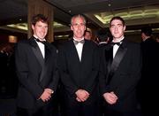 11 October 1998; Republic of Ireland manager Mick McCarthy with players Kenny Cunningham, left, and Mark Kennedy, right, at the FAI / OPEL International Football Awards at the Burlington Hotel in Ballsbridge, Dublin. Photo by David Maher/Sportsfile