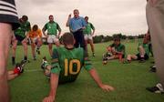 4 September 1999; Ireland selector Mickey Moran speaks to players during an Ireland International Rules training session. Photo by Ray Lohan/Sportsfile