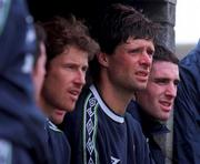 6 October 1999; Niall Quinn, centre, with team-mates Kenny Cunningham, left, and Mark Kennedy, right, during a Republic of Ireland training session at AUL Grounds in Clonshaugh, Dublin. Photo by David Maher/Sportsfile