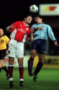 24 September 1999; Donal Broughan of St Patrick's Athletic in action against Pat Fenlon of Shelbourne during the Eircom League Premier Division match between St Patrick's Athletic and Shelbourne at Richmond Park in Inchicore, Dublin. Photo by Brendan Moran/Sportsfile