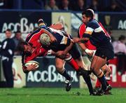 5 November 1999; Munster's Peter Clohessy is tackled by Declan O'Brien of Leinster during the Guinness Interprovincial Championship match between Leinster and Munster at Donnybrook Stadium in Dublin. Photo by Aoife Rice/Sportsfile