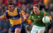 31 October 1999; Ray Magee of Meath in action against Denis O'Driscoll of Clare during the Church & General National Football League Division 1B match between Meath and Clare at Páirc Tailteann in Navan, Meath. Photo by Aoife Rice/Sportsfile
