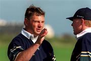26 September 1999; Head coach Rod Macqueen speaks to assistant coach Jeff Miller during an Australia Rugby training session in Portmarnock, Dublin. Photo by Matt Browne/Sportsfile