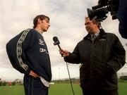 9 November 1999; Rory Delap is interviewed by Sky Sports during a Republic of Ireland training session at the AUL Grounds in Clonshaugh, Dublin. Photo by Brendan Moran/Sportsfile