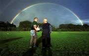 16 September 1999; Meath manager Sean Boyland speaks with Tommy Dowd during a training session, in Dalgan Park, Navan, Meath, ahead of the Bank of Ireland All-Ireland Senior Football Championship Final. Photo by Brendan Moran/Sportsfile