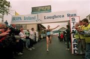 16 October 1999; Sonia O'Sullivan crosses the line to win the 1999 BUPA Ireland Loughrea Run 5-Mile race in Loughrea, Galway. Photo by David Maher/Sportsfile