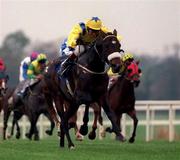 27 October 1997; Stage Affair, with Mick Kinane up, on their way to winning the Natural Gas Energy Rated Homes Trigo Stakes at Leopardstown Racecourse in Dublin. Photo by Sportsfile