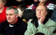 31 October 1999; An Taoiseach Bertie Ahern, TD, and  Bohemians Honorary Life President Tony O'Connell, right, watch on from the new stand during the Eircom League Premier Division match between Bohemians and Sligo Rovers at Dalymount Park in Dublin. Photo by David Maher/Sportsfile