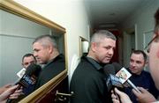 27 September 1999; Ireland coach Warren Gatland is interviewed by members of the media during a press conference at Finnstown House in Lucan, Dublin. Photo by Matt Browne/Sportsfile