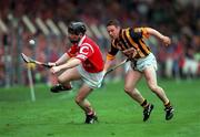 12 September 1999; Wayne Sherlock of Cork in action against Charlie Carter of Kilkenny during the Guinness All-Ireland Senior Hurling Championship Final between Cork and Kilkenny at Croke Park in Dublin. Photo by Damien Eagers/Sportsfile
