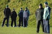 23 January 2007; Irish players who took no part in the morning session, from left, Malcolm O'Kelly, Peter Stringer, Frank Sheahan and David Wallace look on behind head coach Eddie O'Sullivan and team doctor Dr. Gary O'Driscoll during Ireland rugby squad training. St. Gerard's School, Bray, Co. Wicklow. Picture credit: Brendan Moran / SPORTSFILE