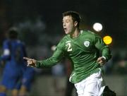 23 January 2007; Gareth Matthews, Republic of Ireland, celebrates after scoring his side's first goal. UEFA U17 Championships Qualifier, Republic of Ireland v Italy. Home Farm FC, Whitehall, Dublin. Picture credit: David Maher / SPORTSFILE