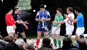 24 January 2007; Team captains, from left, Stephen Jones, Wales, Chris Patterson, Scotland, Brian O'Driscoll, Ireland, Phil Vickery, England, and Marco Bortolami, Italy, throw snowballs at French captain Fabien Pelous at the launch of the RBS Six Nations 2007. The Hurlingham Club, London, England. Picture credit: Paul Thomas / SPORTSFILE *** Local Caption ***