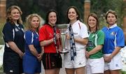 24 January 2007; Team captains, from left, Heather Lockhart, Scotland, Estelle Sartini, France, Melissa Barry, Wales, Sue Daly, England, Lynn Cantwell, Ireland and Licia Stefan, Italy, with the Women's Six Nations trophy at the launch of the RBS Six Nations 2007. The Hurlingham Club, London, England. Picture credit: Paul Thomas / SPORTSFILE