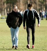 25 January 2007; Eamonn Coghlan, former World 5000m champion, gives his son John some advice before the start of the boys senior race at The KitKat Irish Schools West Leinster Cross Country, Phoenix Park, Dublin. Picture credit; Tomás Greally / Sportsfile