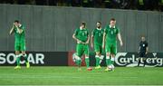 7 September 2014; Republic of Ireland player, including, John O'Shea, James McCarthy, Glenn Whelan and Marc Wilson react after their side conceeded a first half goal. UEFA EURO 2016 Championship Qualifer, Group D, Georgia v Republic of Ireland. Boris Paichadze National Arena, Tbilisi, Georgia. Picture credit: David Maher / SPORTSFILE