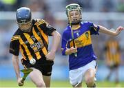 7 September 2014; Sean Connaughton, Carrabane NS, Athenry, Co. Galway, representing Kilkenny, in action against Peadair Mac Domhnaill, St. Joseph's CBS, Fairview, Dublin, representing Tipperary, during the INTO/RESPECT Exhibition GoGames. Croke Park, Dublin. Picture credit: Ramsey Cardy / SPORTSFILE