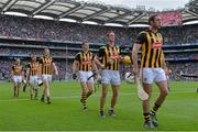 7 September 2014; Michael Fennelly, right, leads the Kilkenny forward line, from left, Eoin Larkin, Richie Power, Walter Walsh, TJ Reid, and Colin Fennelly during the pre-match parade. GAA Hurling All Ireland Senior Championship Final, Kilkenny v Tipperary. Croke Park, Dublin. Picture credit: Brendan Moran / SPORTSFILE