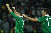 7 September 2014; Republic of Ireland's Aiden McGeady, left, celebrates after scoring his side's second goal witih team-mate Stephen Ward. UEFA EURO 2016 Championship Qualifer, Group D, Georgia v Republic of Ireland. Boris Paichadze National Arena, Tbilisi, Georgia. Picture credit: David Maher / SPORTSFILE