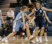 26 January 2007; Claire Rockall, Maree, in action against Jessica Scannell and Sinead O'Reilly, 5, Vienna Woods Glanmire. U18 Women's National Cup Final, Maree, Galway v Vienna Woods Glanmire, Cork, National Basketball Arena, Tallaght, Dublin. Picture credit: Brendan Moran / SPORTSFILE