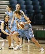 26 January 2007; Claire Rockall, Maree, in action against Jessica Scannell, Vienna Woods Glanmire. U18 Women's National Cup Final, Maree, Galway v Vienna Woods Glanmire, Cork, National Basketball Arena, Tallaght, Dublin. Picture credit: Brendan Moran / SPORTSFILE