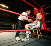 11 January 2007; Dermot Hamill in his corner. Smithwicks Ulster Senior Amateur Boxing Championship Finals, Ulster Hall, Belfast, Co. Antrim. Picture credit: Oliver McVeigh / SPORTSFILE