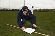 27 January 2007; Pat Delaney prepares the ground before the arrival of the Laois and Dublin teams. Walsh Cup, Laois v Dublin, Kelly Daly Park, Rathdowney, Co. Laois. Photo by Sportsfile