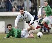 27 January 2007; Andrew Waterworth, Lisburn Distillery, in action against Cullen Feeney, Glentoran. Carnegie Premier League, Lisburn Distillery v Glentoran, New Grosvenor Stadium, Ballyskeagh Road, Co Down. Picture Credit: Russell Pritchard / SPORTSFILE