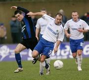 27 January 2007; Pat McShane, Linfield, in action against Shea Campbell, Armagh City. Carnegie Premier League, Armagh City v Linfield, Holm Park, Armagh. Picture Credit: Oliver McVeigh / SPORTSFILE