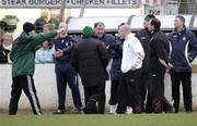 27 January 2007; Paul Kirk, Lisburn Distillery Manager, gets in an argument with officials after Stuart Thompson gets a red card. Carnegie Premier League, Lisburn Distillery v Glentoran, New Grosvenor Stadium, Ballyskeagh Road, Co Down. Picture Credit: Russell Pritchard / SPORTSFILE